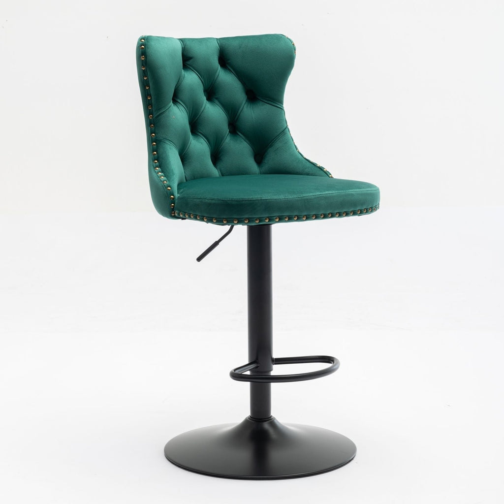 Swivel Barstools Adjusatble Seat Height, Modern Upholstered Bar Stools With Backs Comfortable Tufted For Home Pub And Kitchen Island (Set of 2)