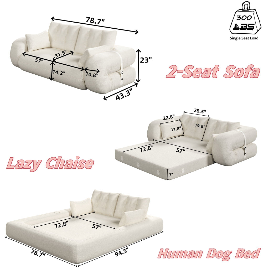 Human Dog Bed Multi Functional Foldable Sofa Bed 3 In 1
