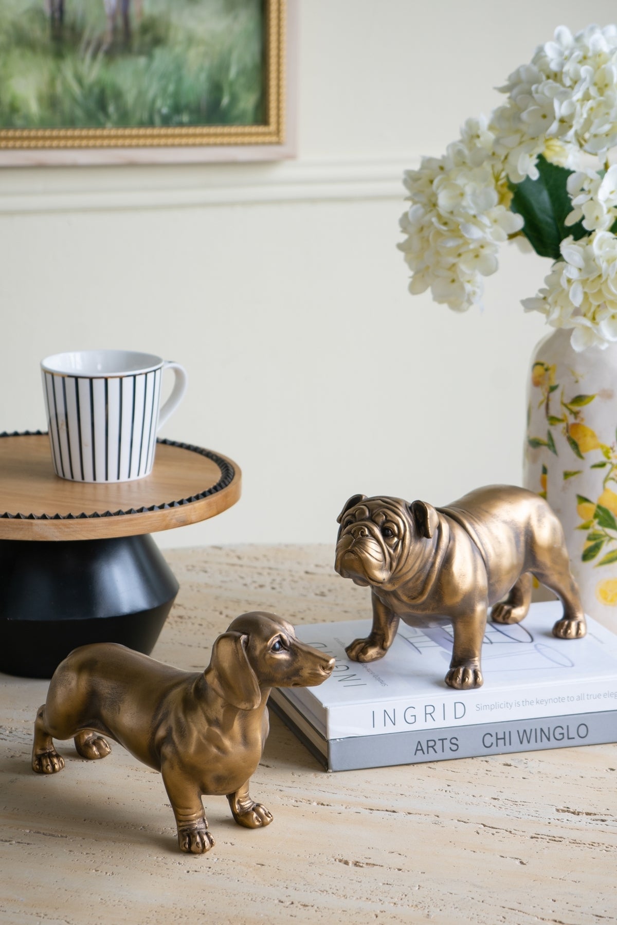 11.4x3.3x6.6' Lifelike Dachshund Figurine with Copper Finish
