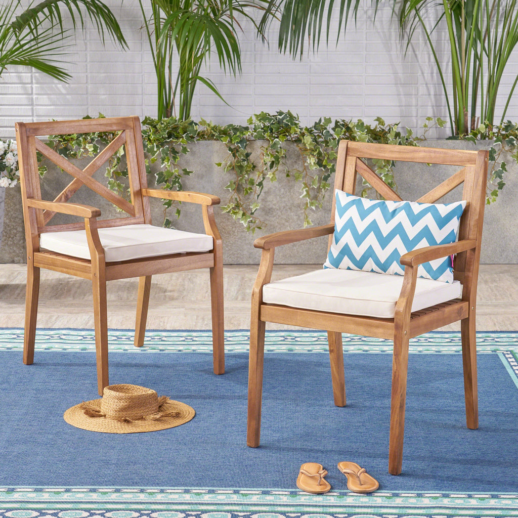 Perla Dining Chair 2-Piece Set with Cream Cushions