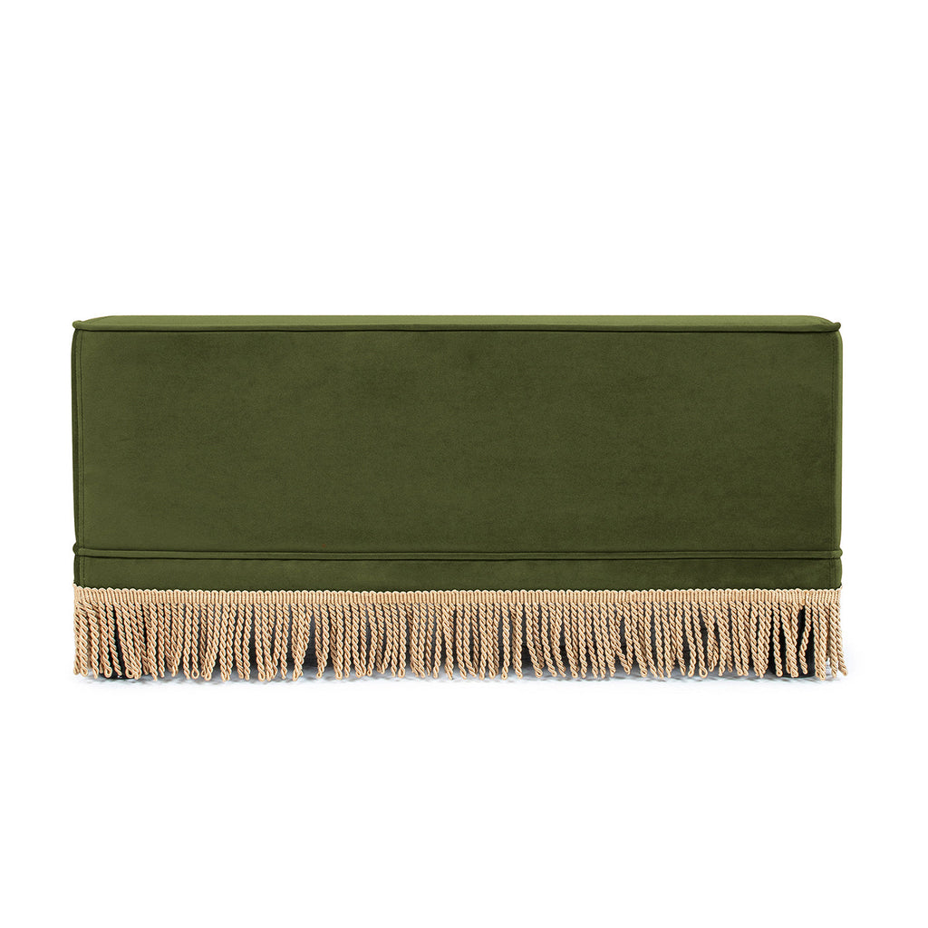 Duchess 33' Medium Princess Pet Bed Sofa with Fringe Skirt, Olive Green Velvet