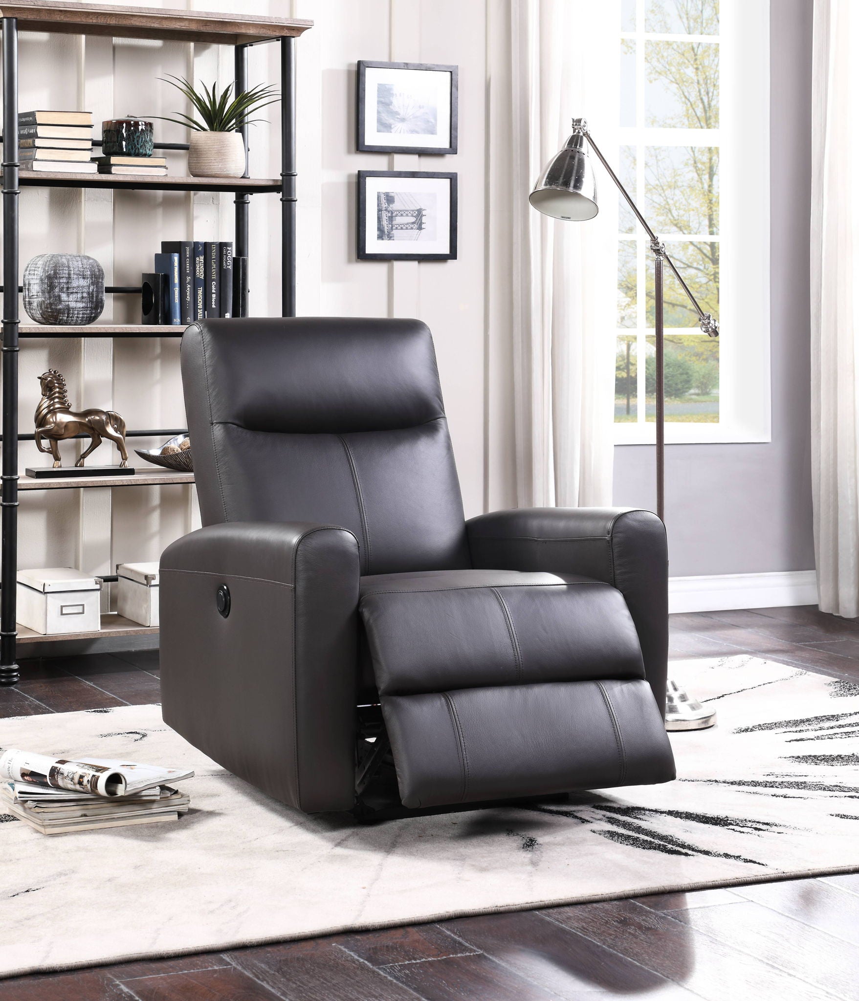 Blane Top Grain Leather Match Power Motion Recliner - Brown