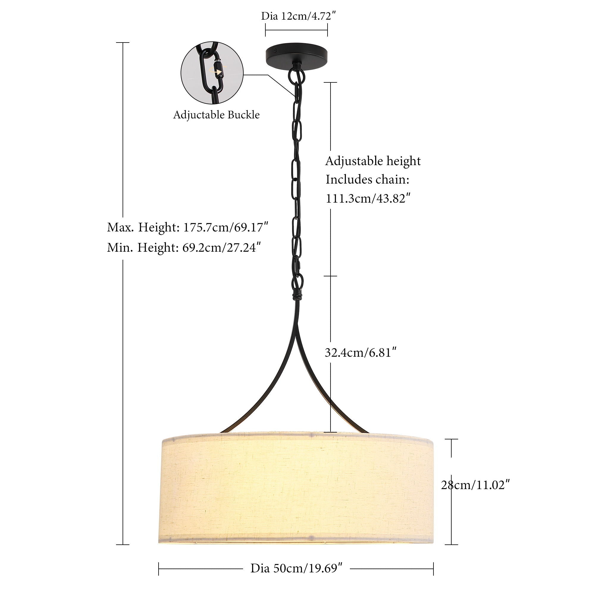 3 Light Drum Pendant Light