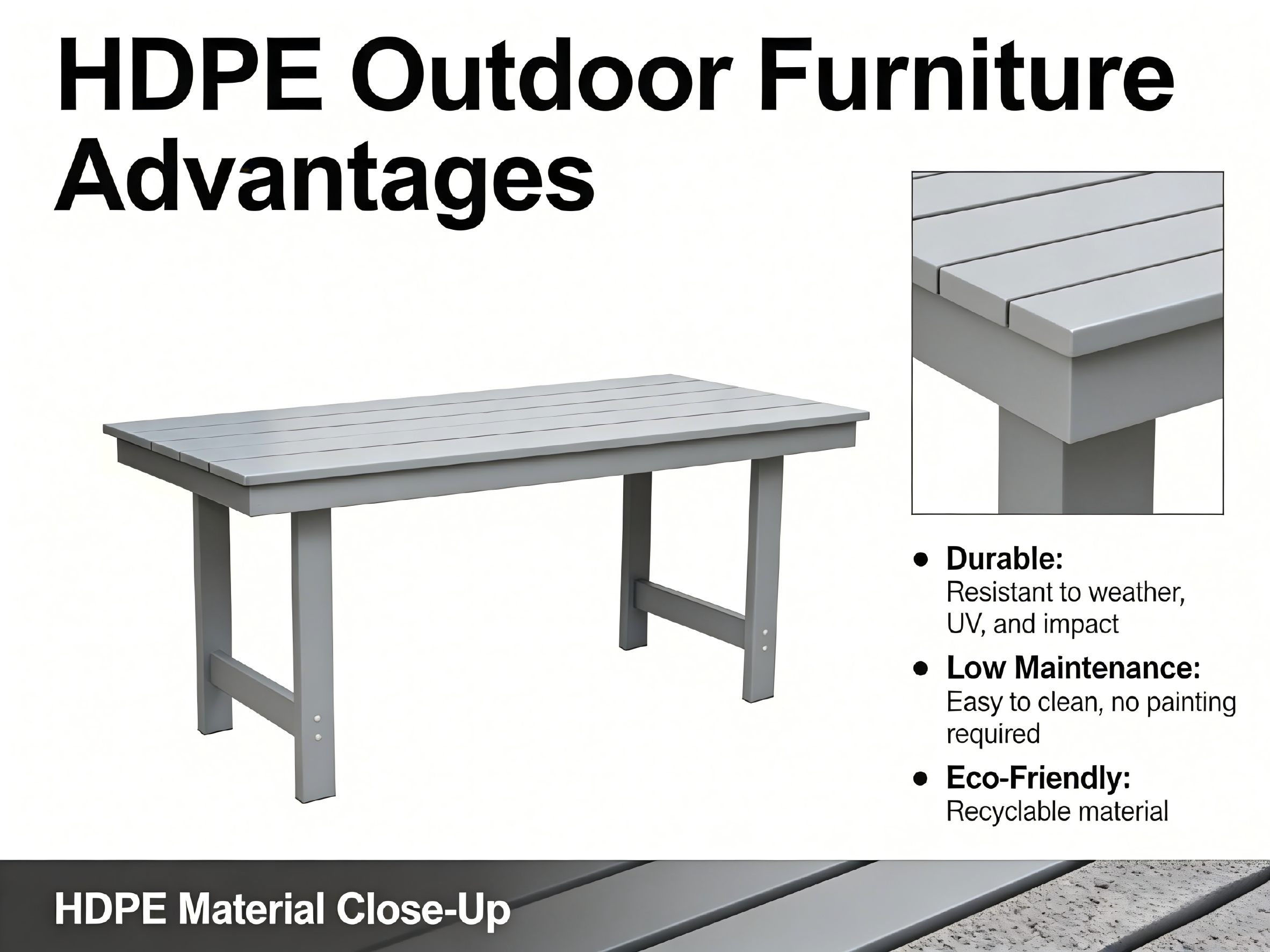 HDPE Outdoor Patio Dining Set - Table and Six Chairs