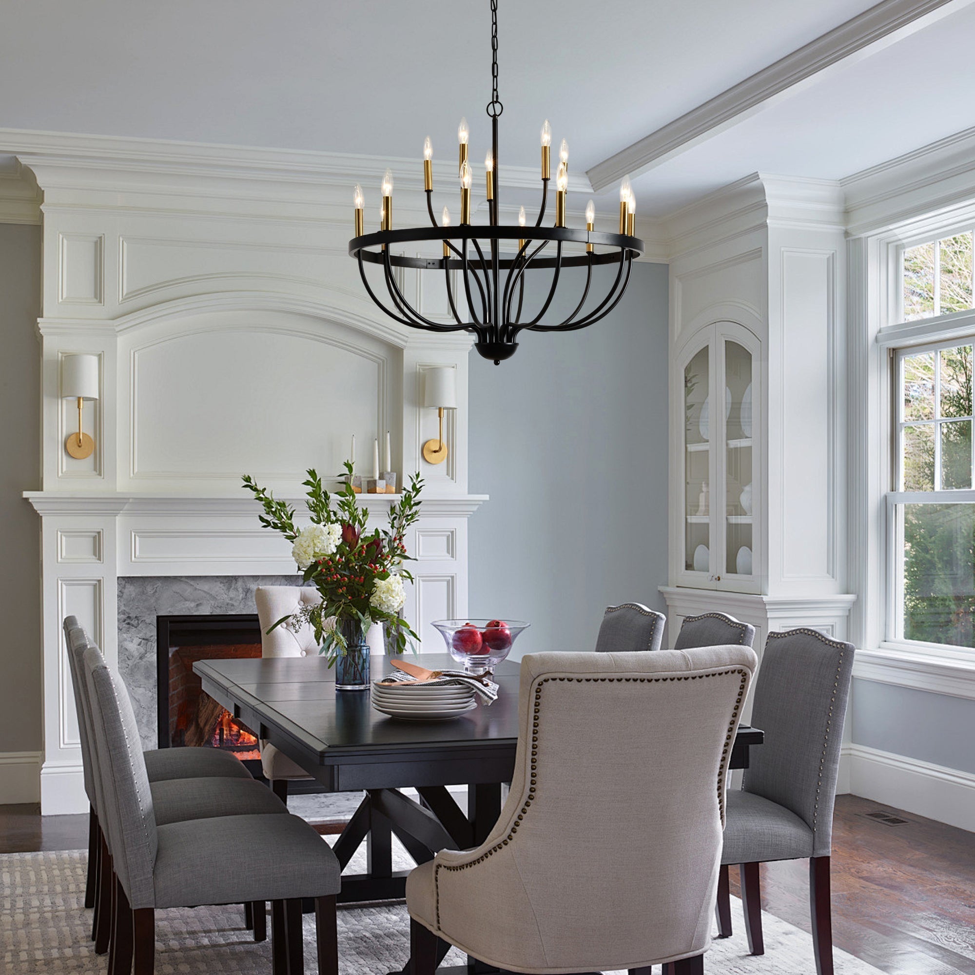 15-Light Industrial Iron Candle Chandelier Modern Farmhouse Pendant Light