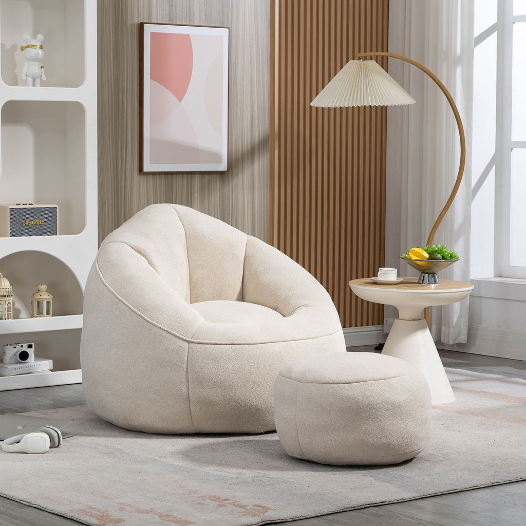 Bedding Bean Bag Sofa Chair High Pressure Foam With Footrest