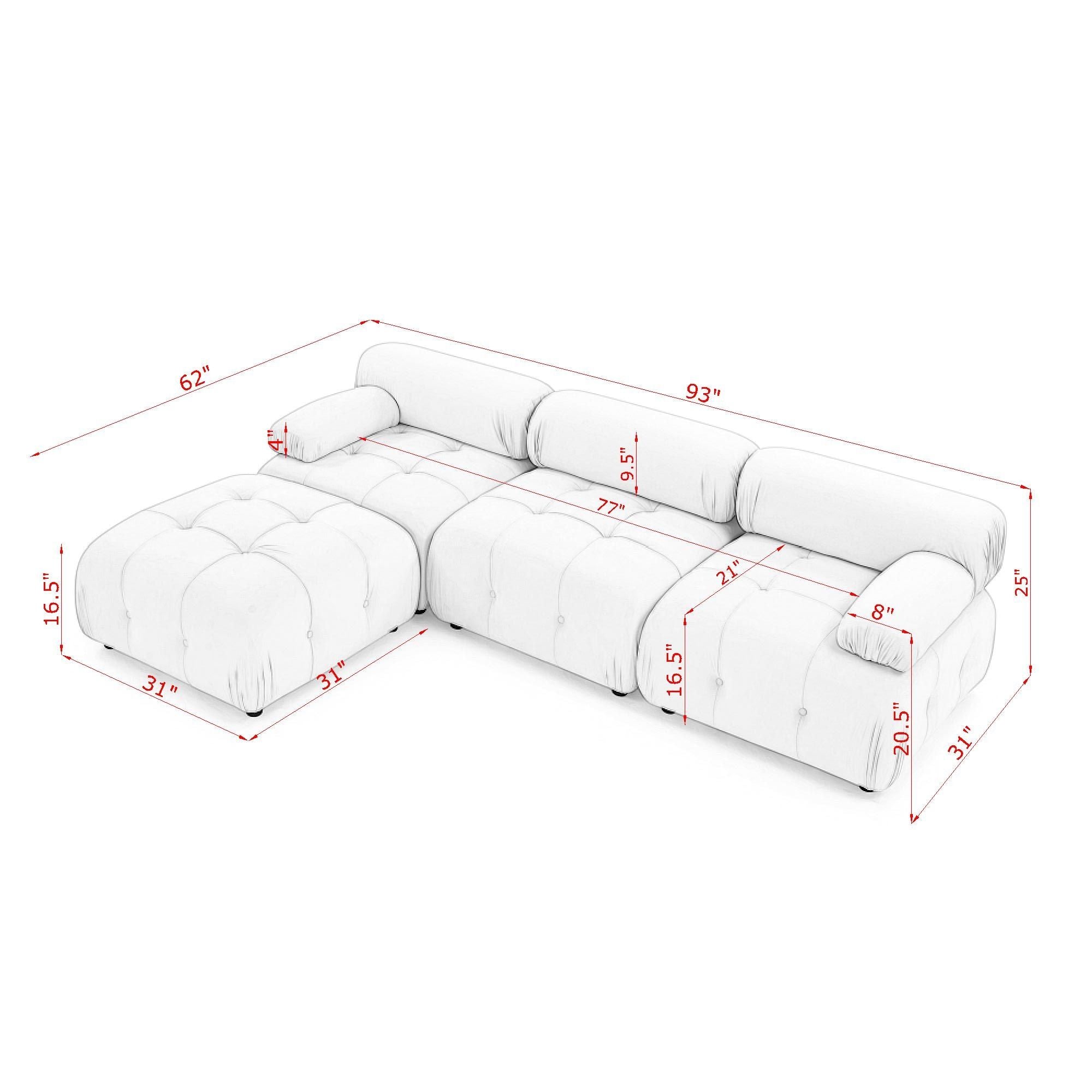 Modular Sectional Sofa, Button Tufted Design With Diy L-Shaped Layout, Reversible Ottoman