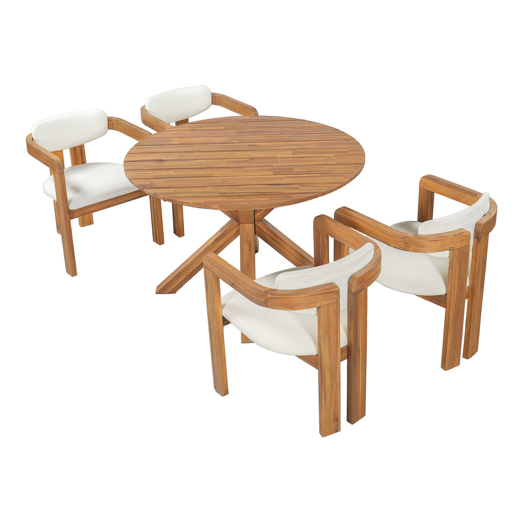 5-Piece Outdoor Acacia Wood Round Dining Set