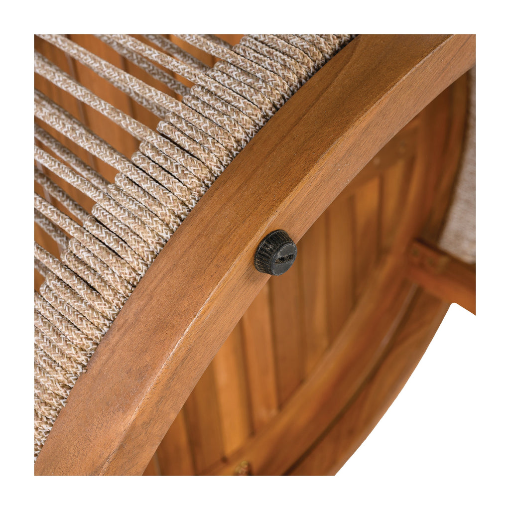 27.95" Acacia Wood Outdoor Coffee Table with Handwoven Rope Accent