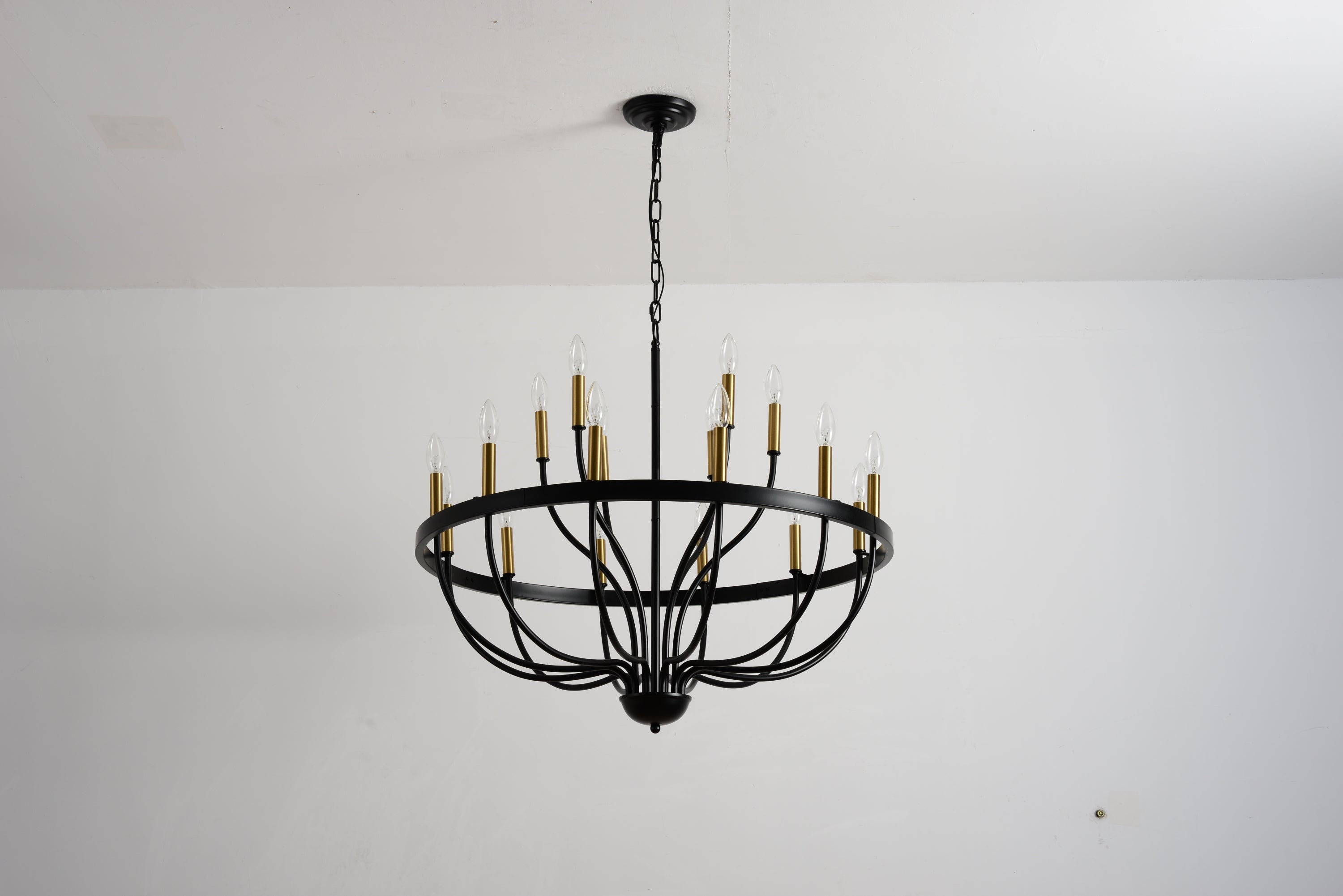 15-Light Industrial Iron Candle Chandelier Modern Farmhouse Pendant Light