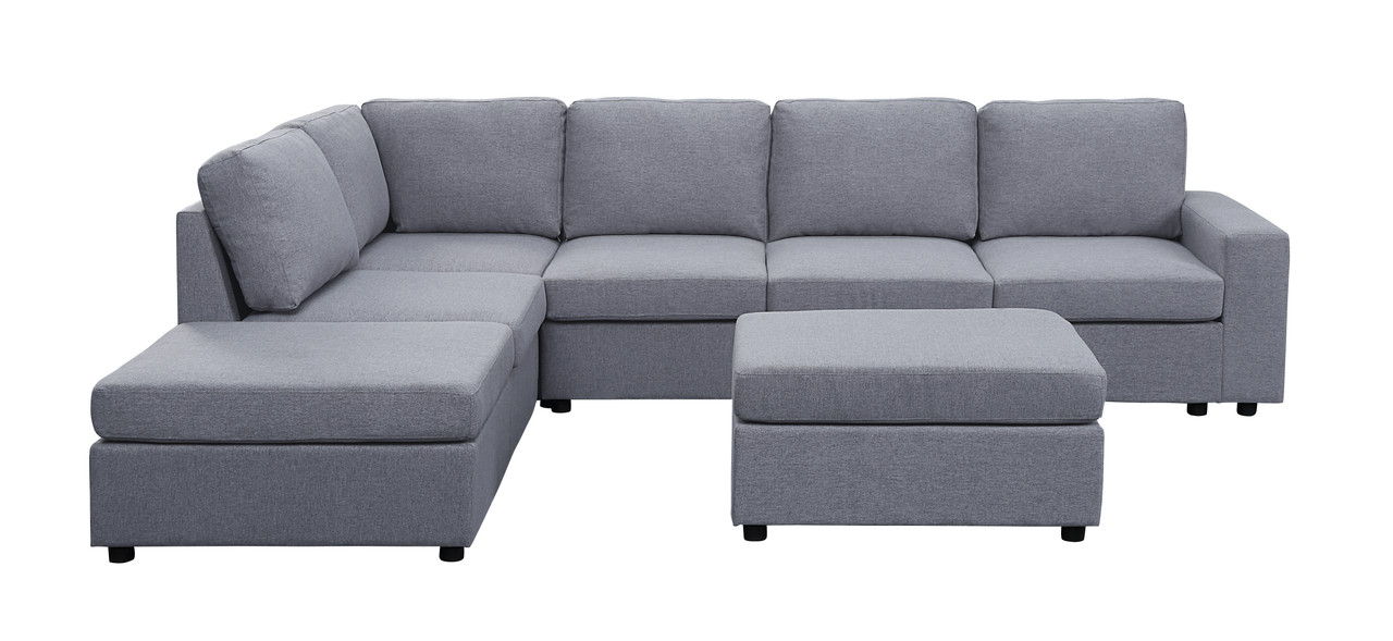 Marley 7-Seat Reversible Modular Sectional Sofa with Ottoman