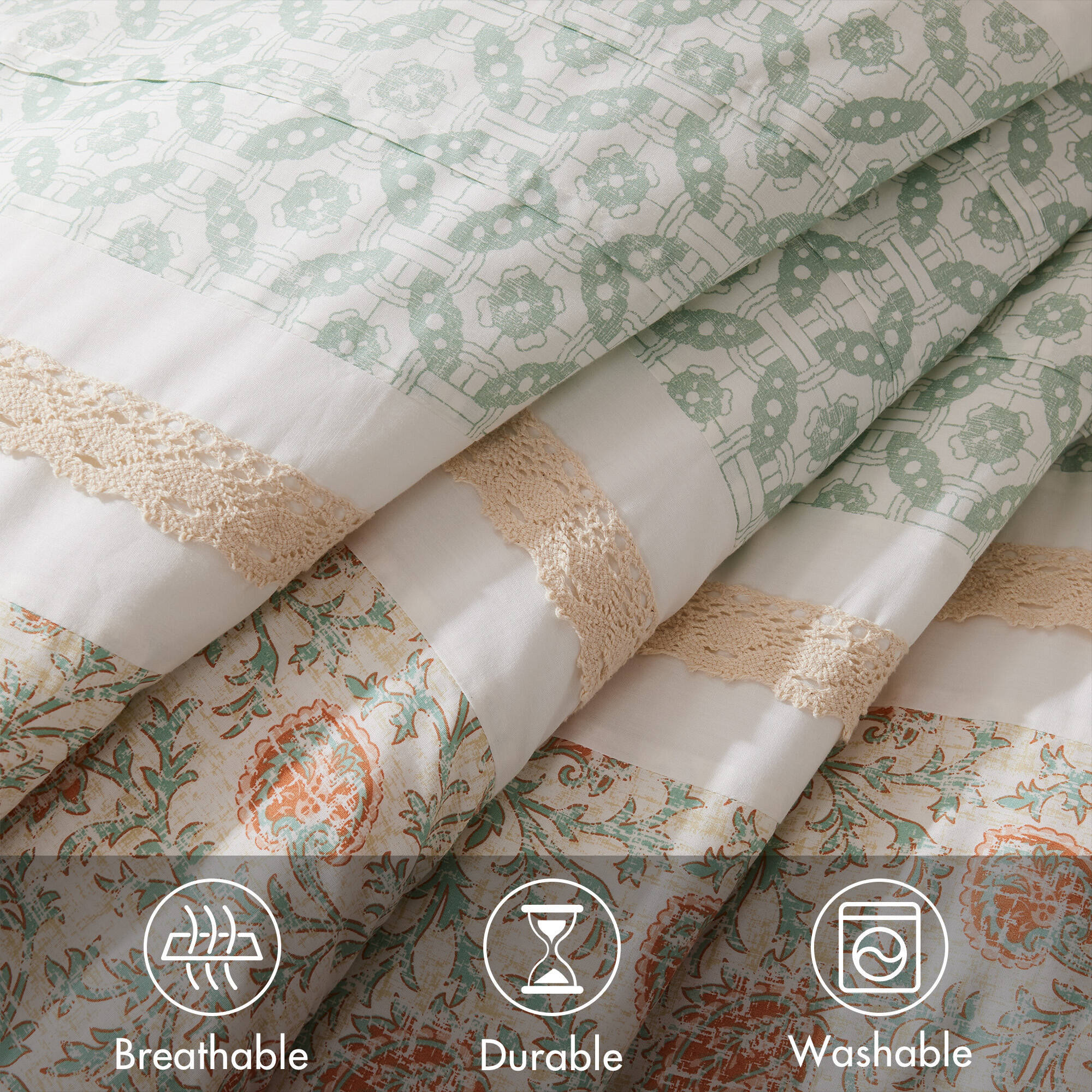 9 Piece Cotton Percale Comforter Set Coral Queen
