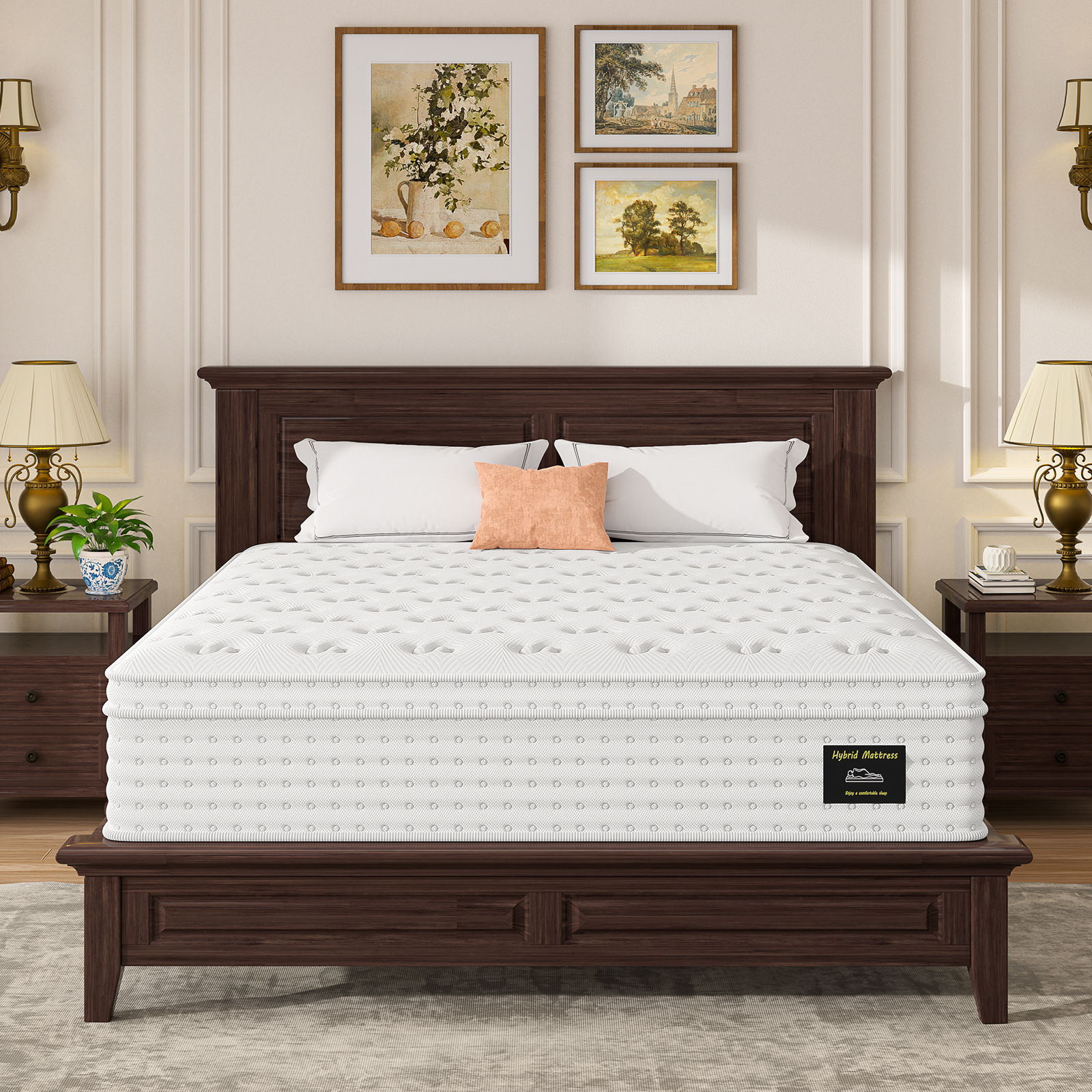 14" Hybrid Mattress with Memory Foam & Pocket Springs for Pressure Relief