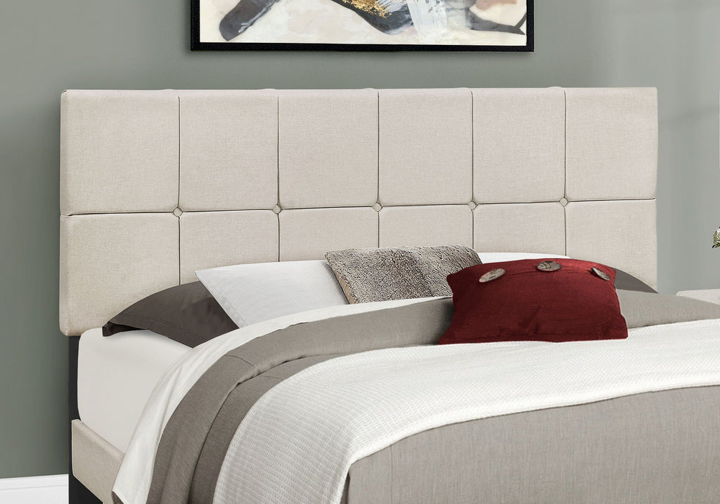Queen Size Upholstered Bed, Transitional - Beige