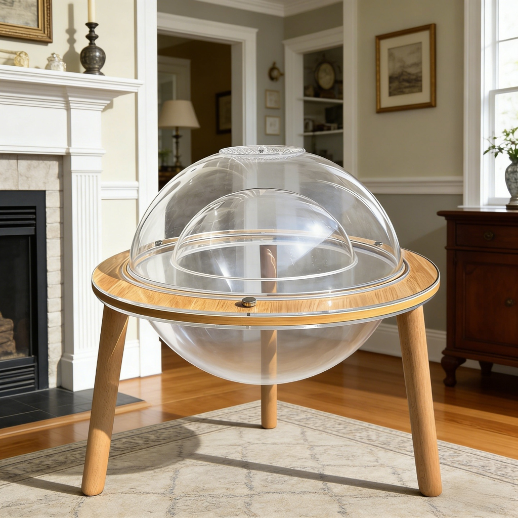 Large Cat Cave with 360° Immersive Cat TV and Wooden Legs