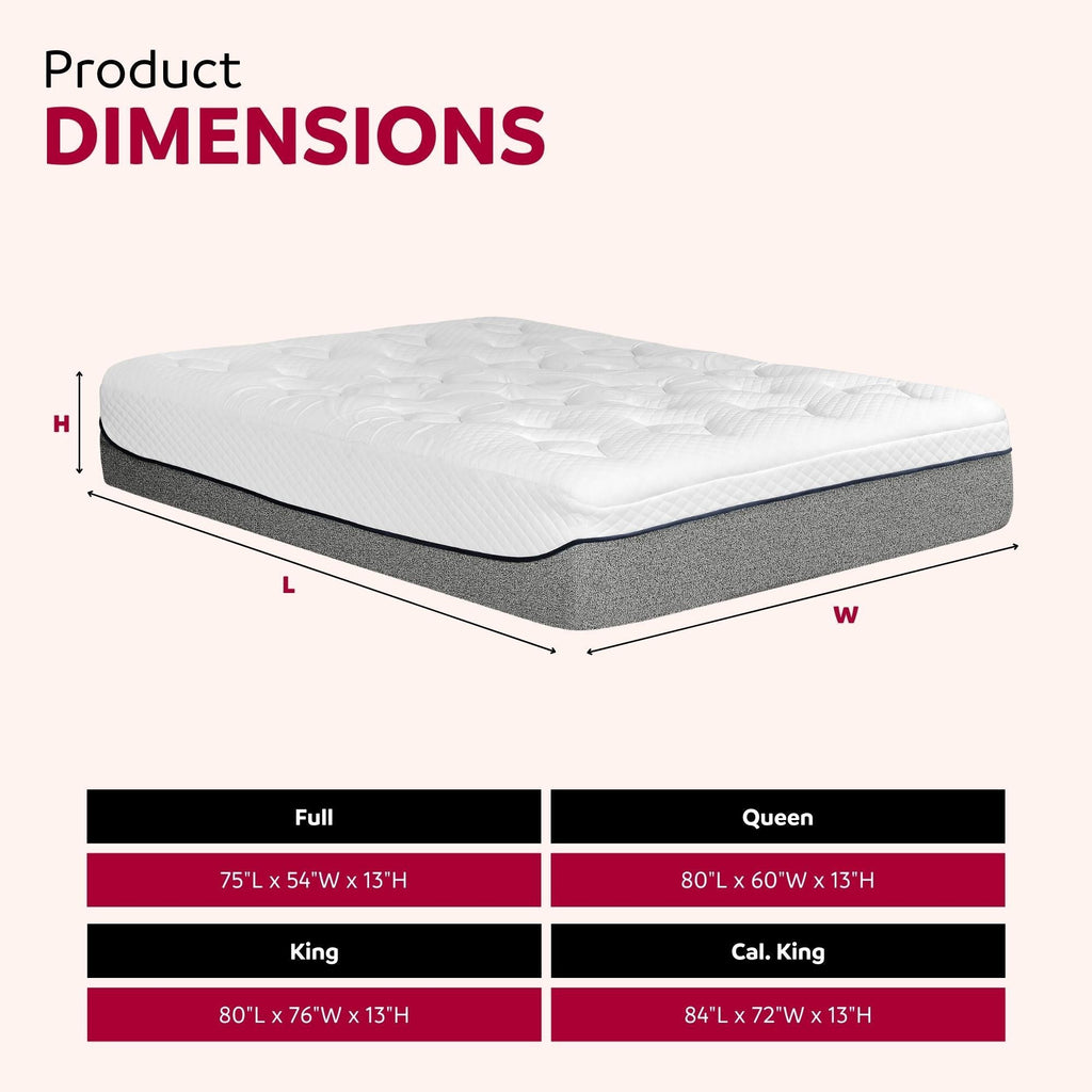 13" Ultra Plush Gel Memory Foam Mattress For Bed With Double Layered Jacquard Cover - Gray / White - King