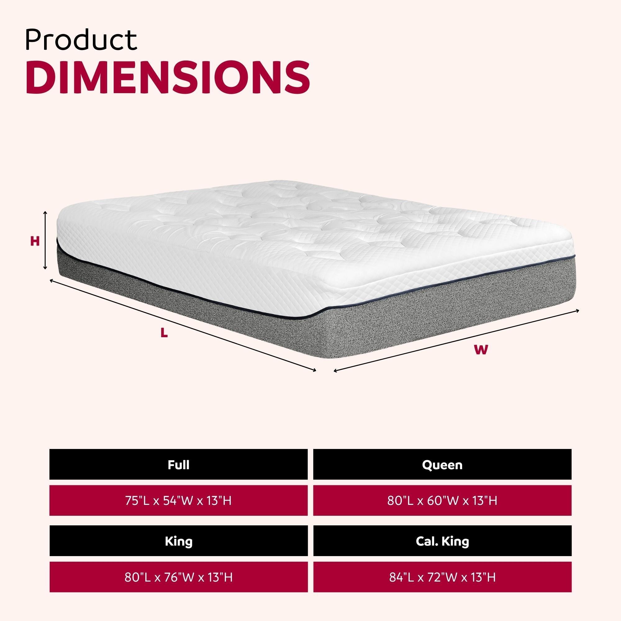 13" Ultra Plush Gel Memory Foam Mattress For Bed With Double Layered Jacquard Cover - Gray / White - King
