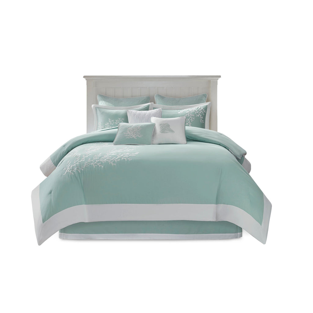 Oversized Cotton Jacquard Comforter Set Aqua Cal King