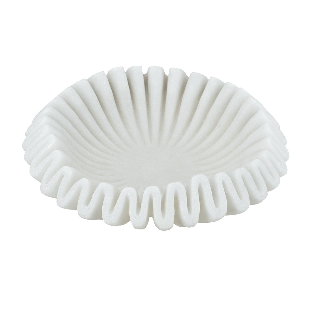 D9.5x2.5' Wavy Sand and Resin Bowl with Textured White Finish