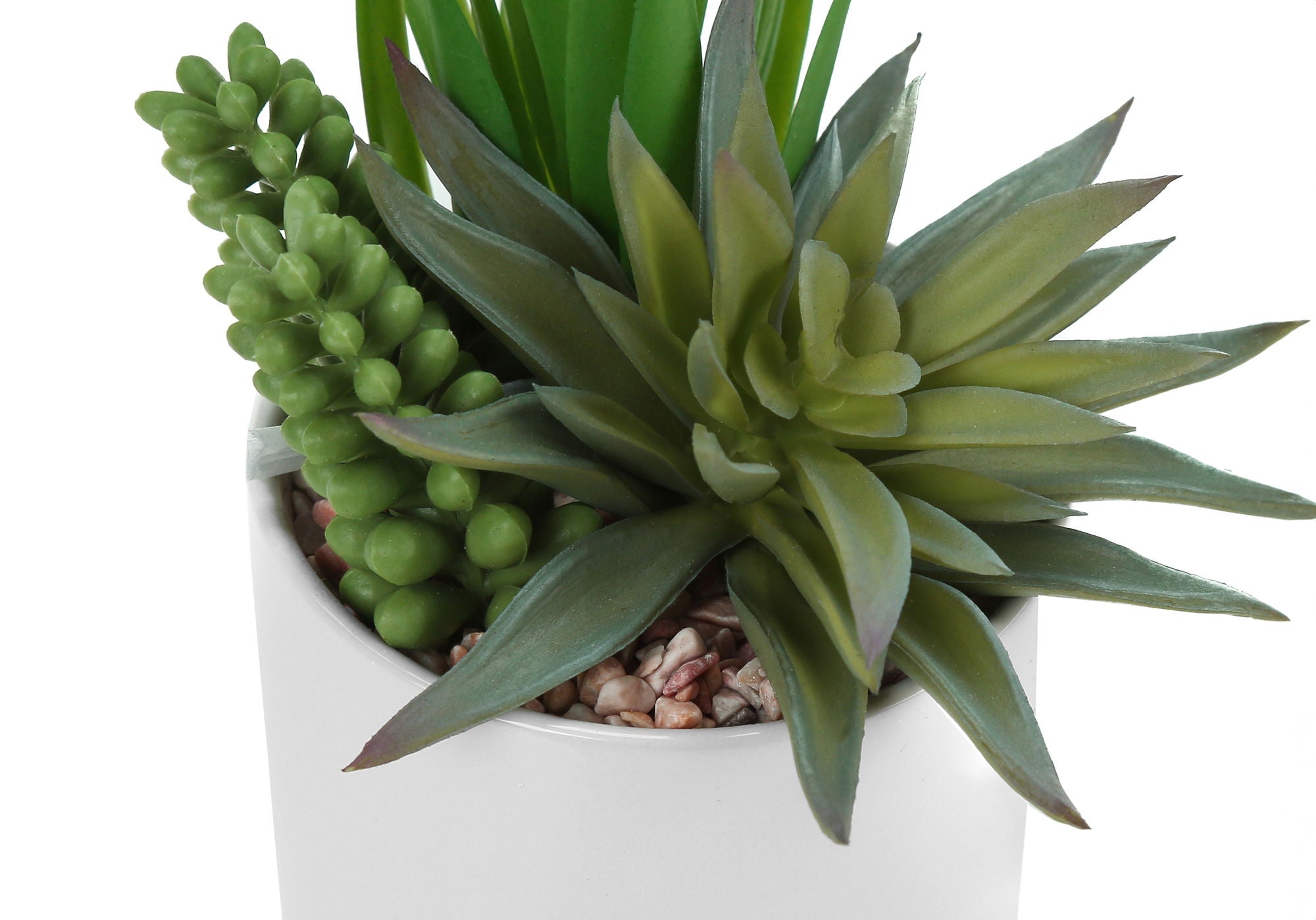 7" Tall Artificial Succulent Plant Set of 2 with White Ceramic Pots