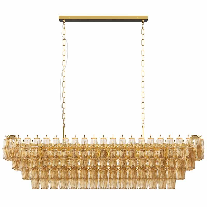 Modern Chandeliers for Dining Room, 54" Large Rectangle Gold Kitchen Chandelier Over Table