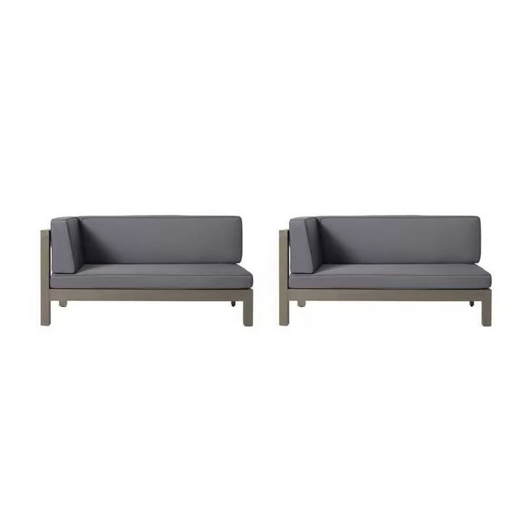 Aura 2 Piece Outdoor Set With X Back Left Bench And Corner - Dark Gray