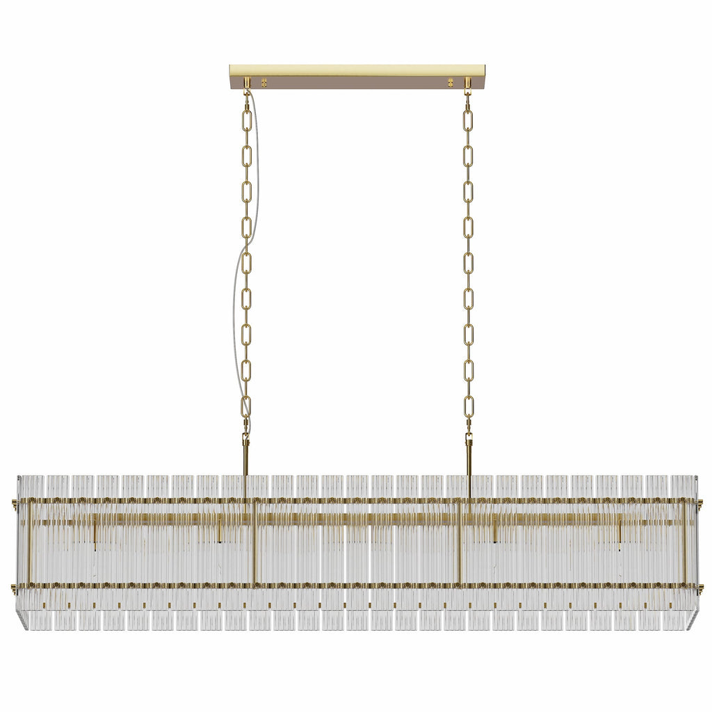 Modern Rectangular Crystal Glass 10-Light Chandelier