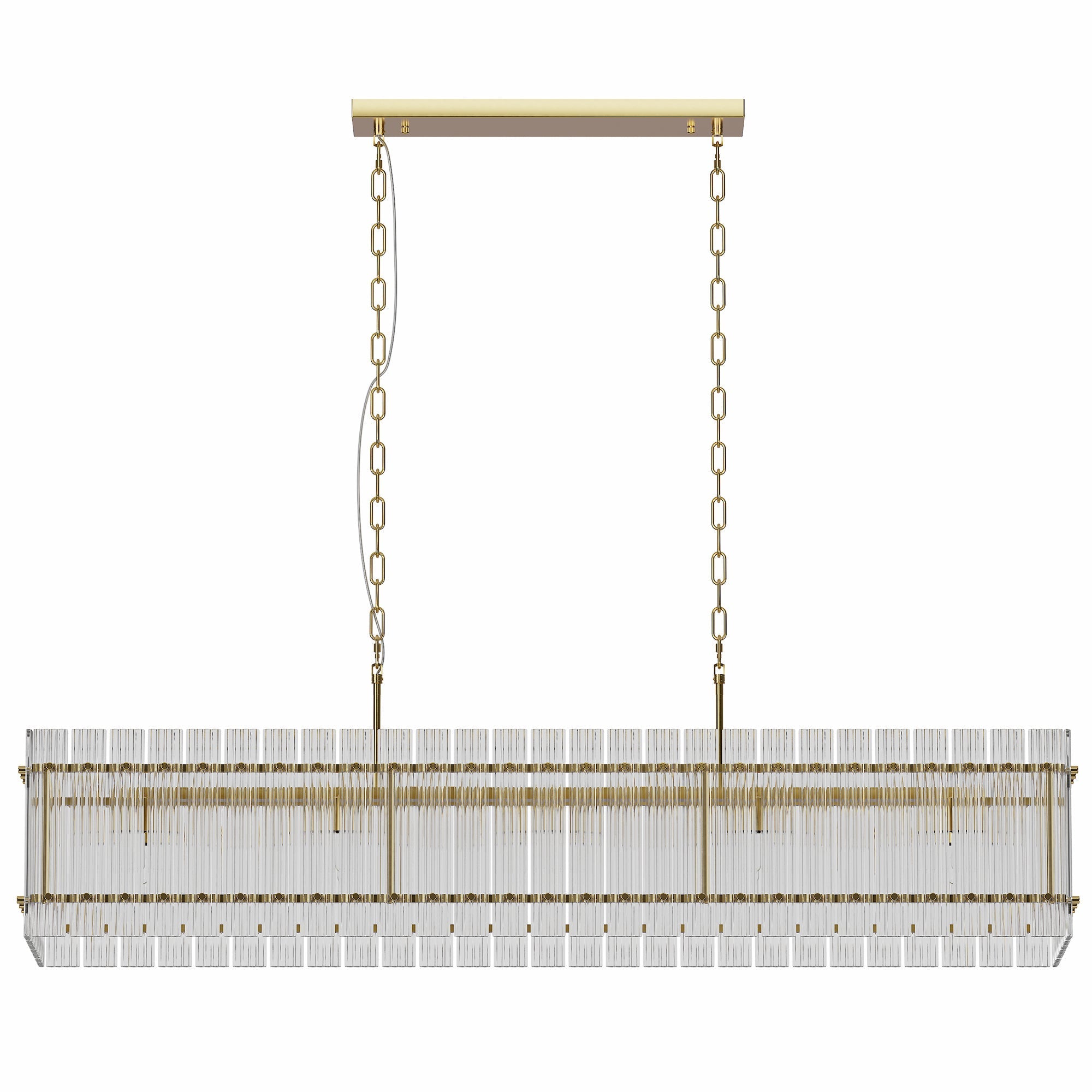 Modern Rectangular Crystal Glass 10-Light Chandelier