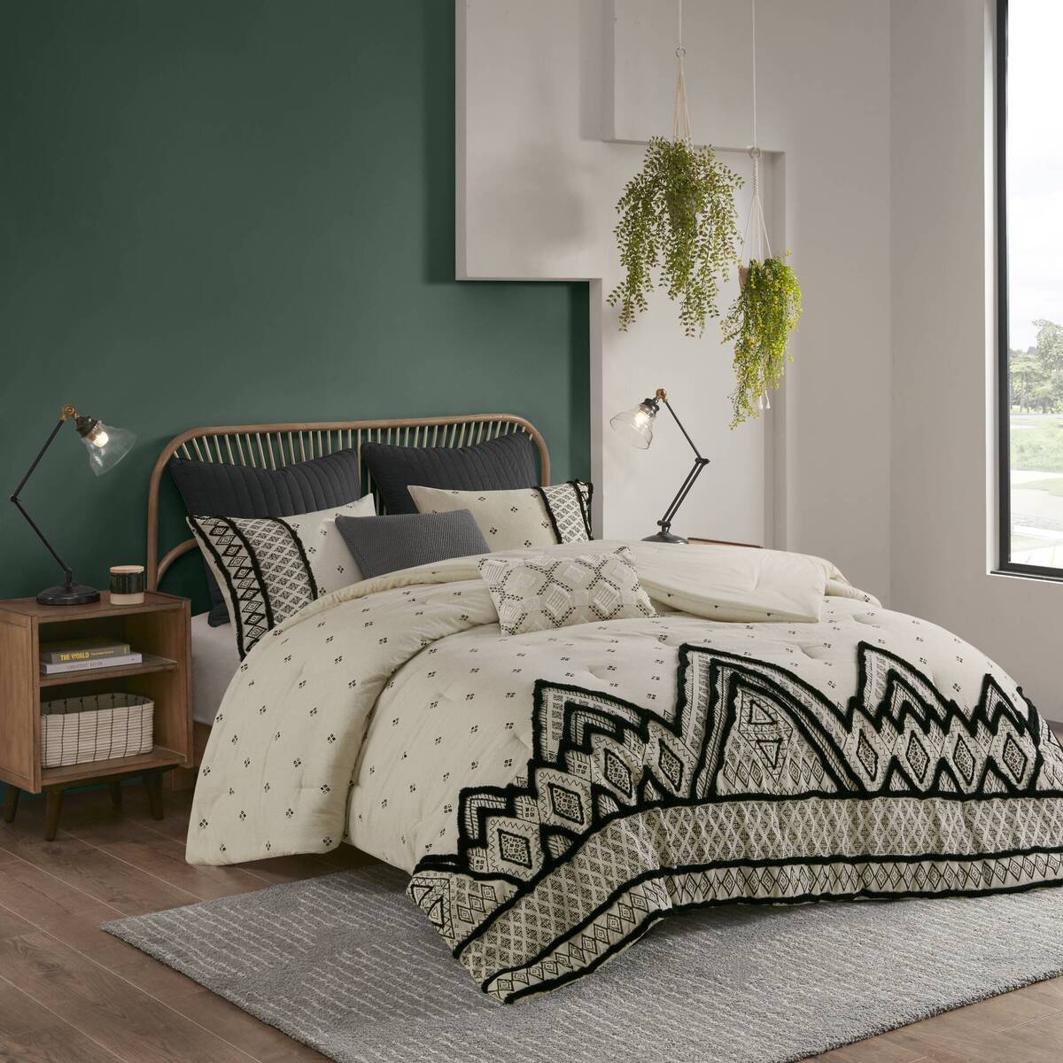 3 Piece Cotton and Flax Linen Blend Comforter Set Natural King/Cal King