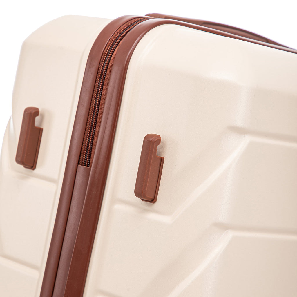 3-Piece ABS Spinner Wheel Luggage Set 20"/24"/28" Beige