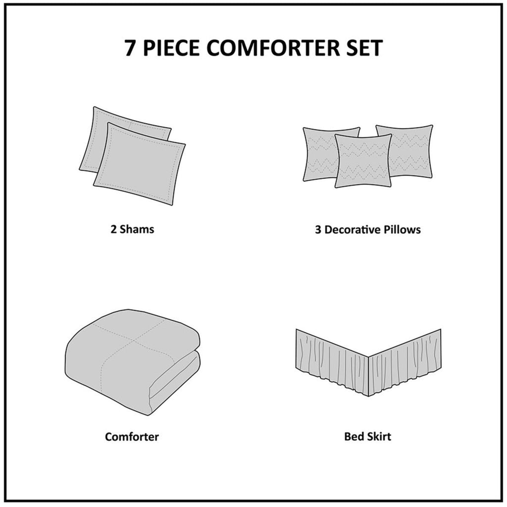 7 PC Pieced Faux Suede Comforter Set Red Queen
