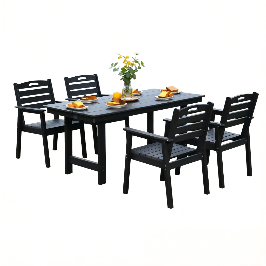 HDPE Outdoor Patio Dining Set - Table and Four Chairs
