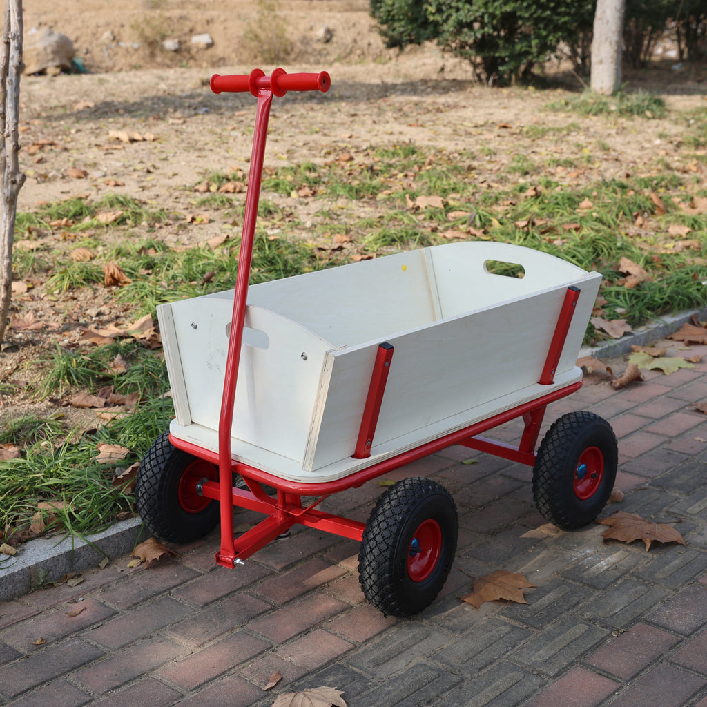 Wooden Children's Outdoor Stroller with Four-Wheel Design