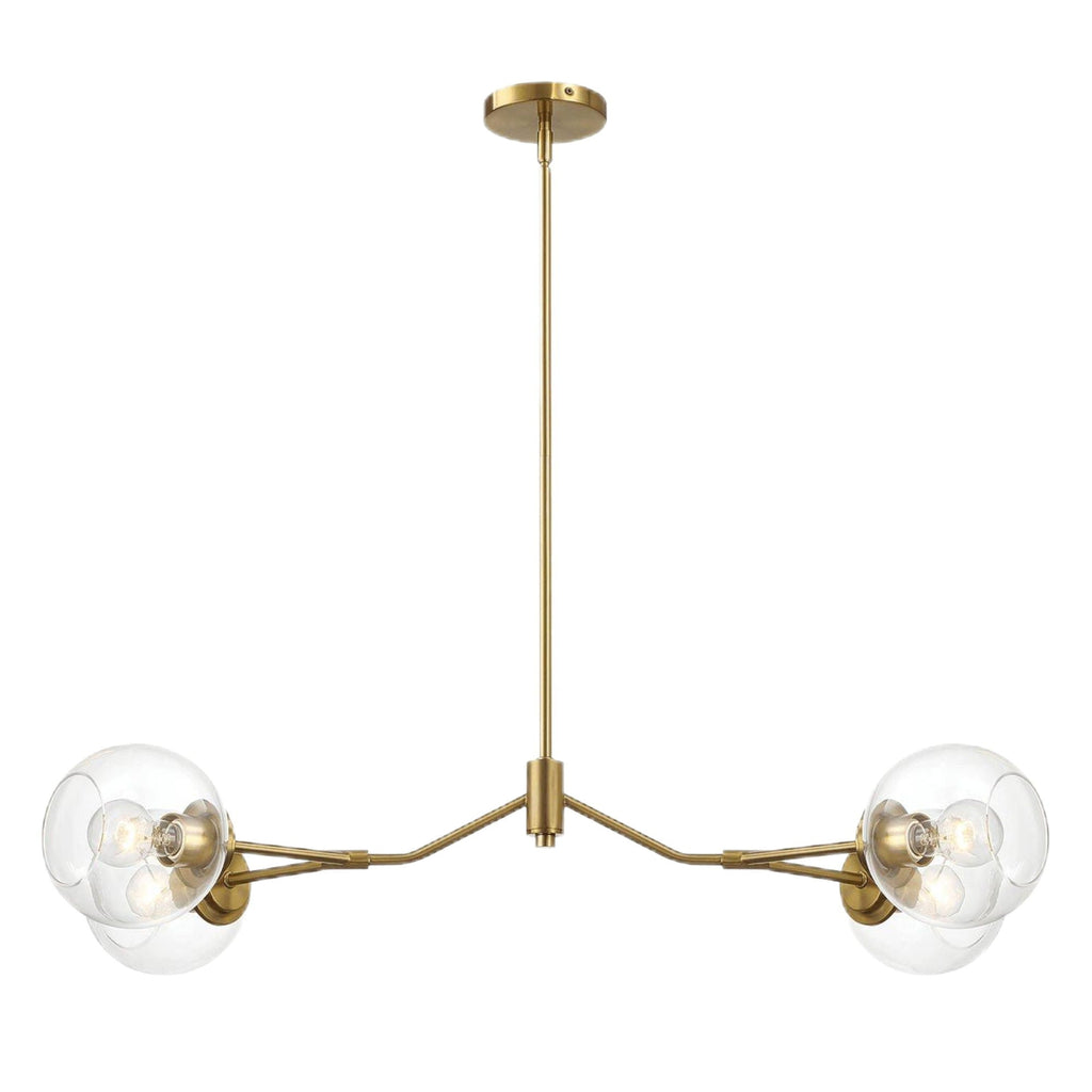Jewel - 4 Lights Chandelier Ceiling Hanging Light Fixture - Clear / Gold