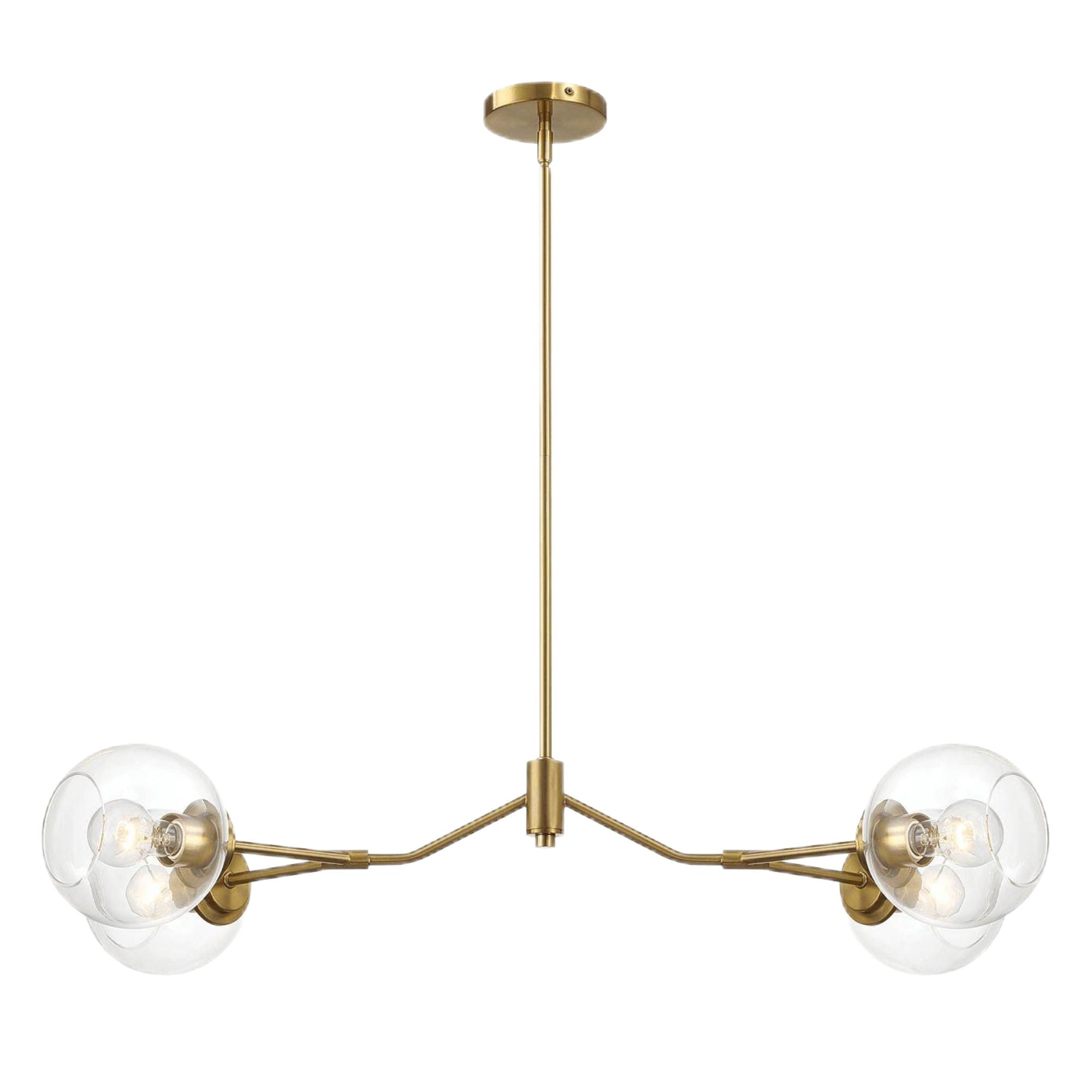 Jewel - 4 Lights Chandelier Ceiling Hanging Light Fixture - Clear / Gold