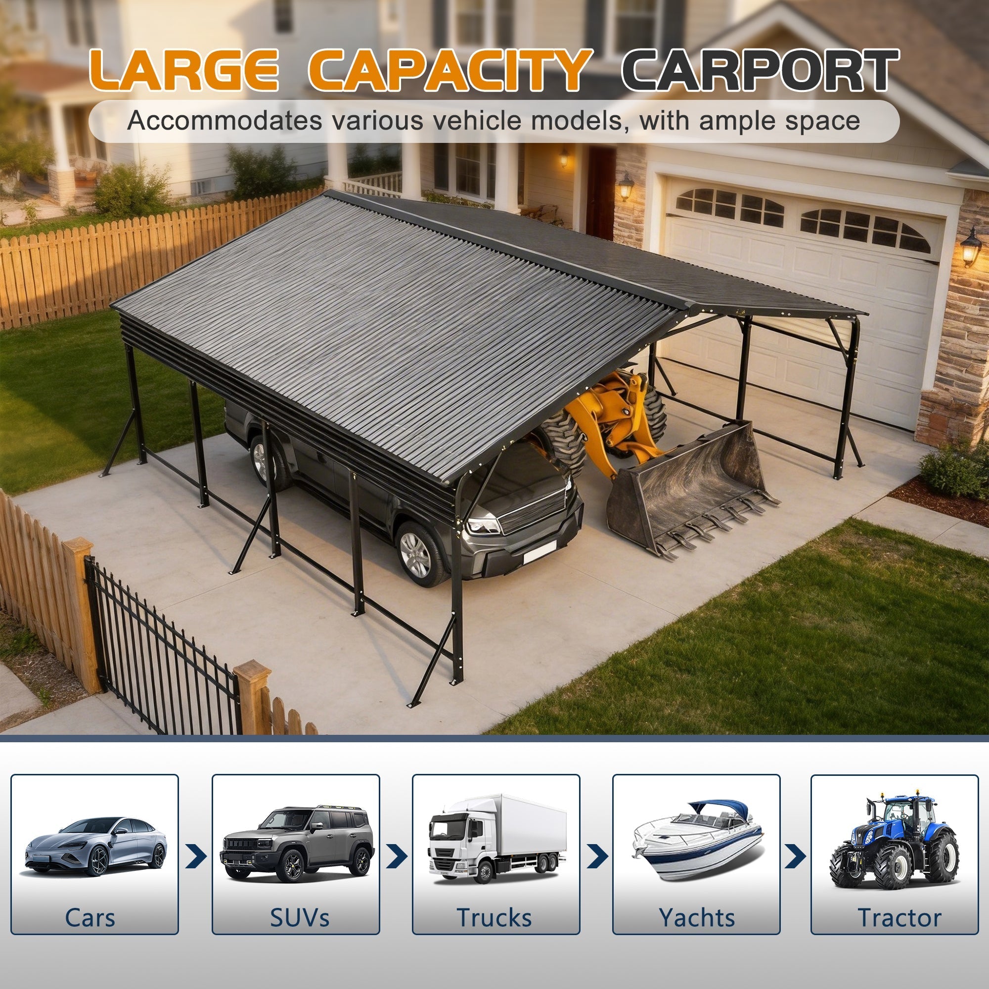 20'x20' Galvanated Steel Carport Canopy
