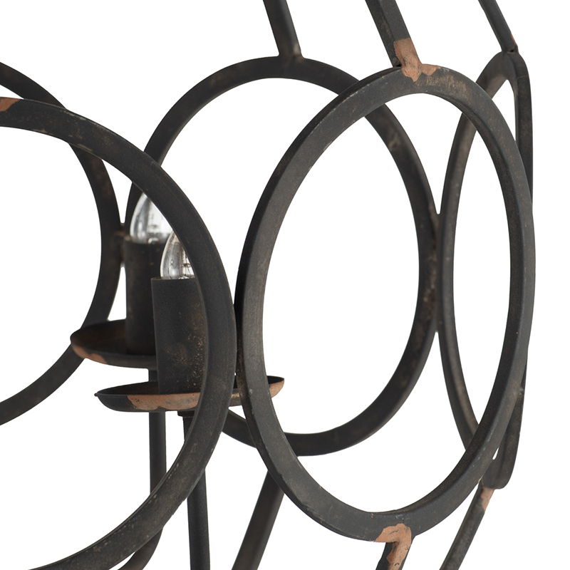4 Light Metal Chandelier, Hanging Light Fixture With Adjustable Chain For Kitchen, Bulb Not Included - Black