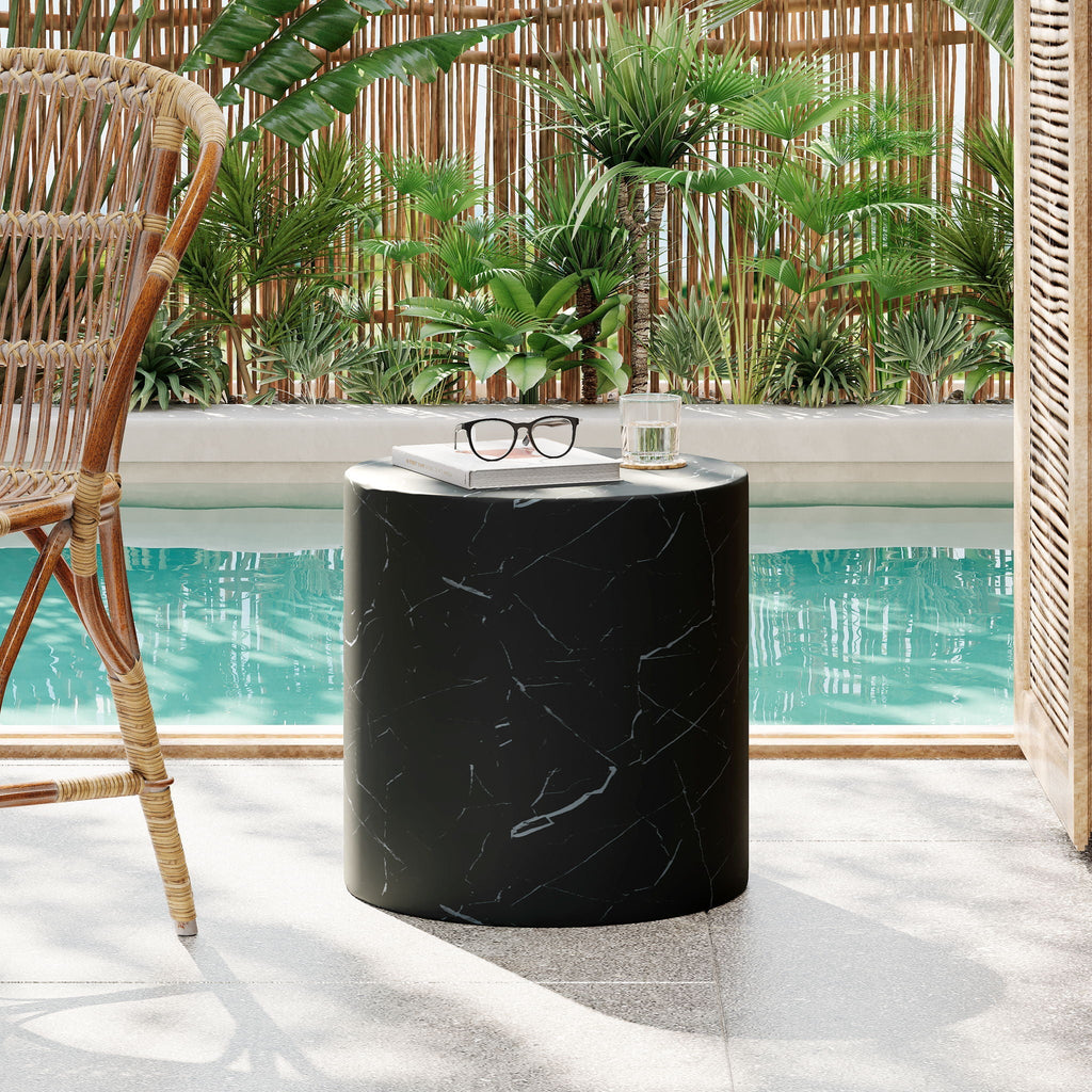 Cylindrical Design Outdoor Lightweight Concrete Side Table