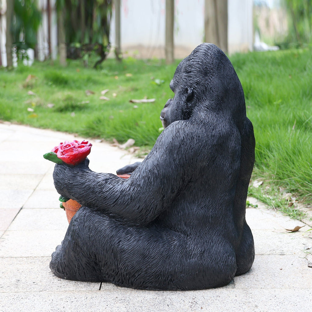 Outdoor Garden Sculpture Chimpanzees Flower Pot Planter