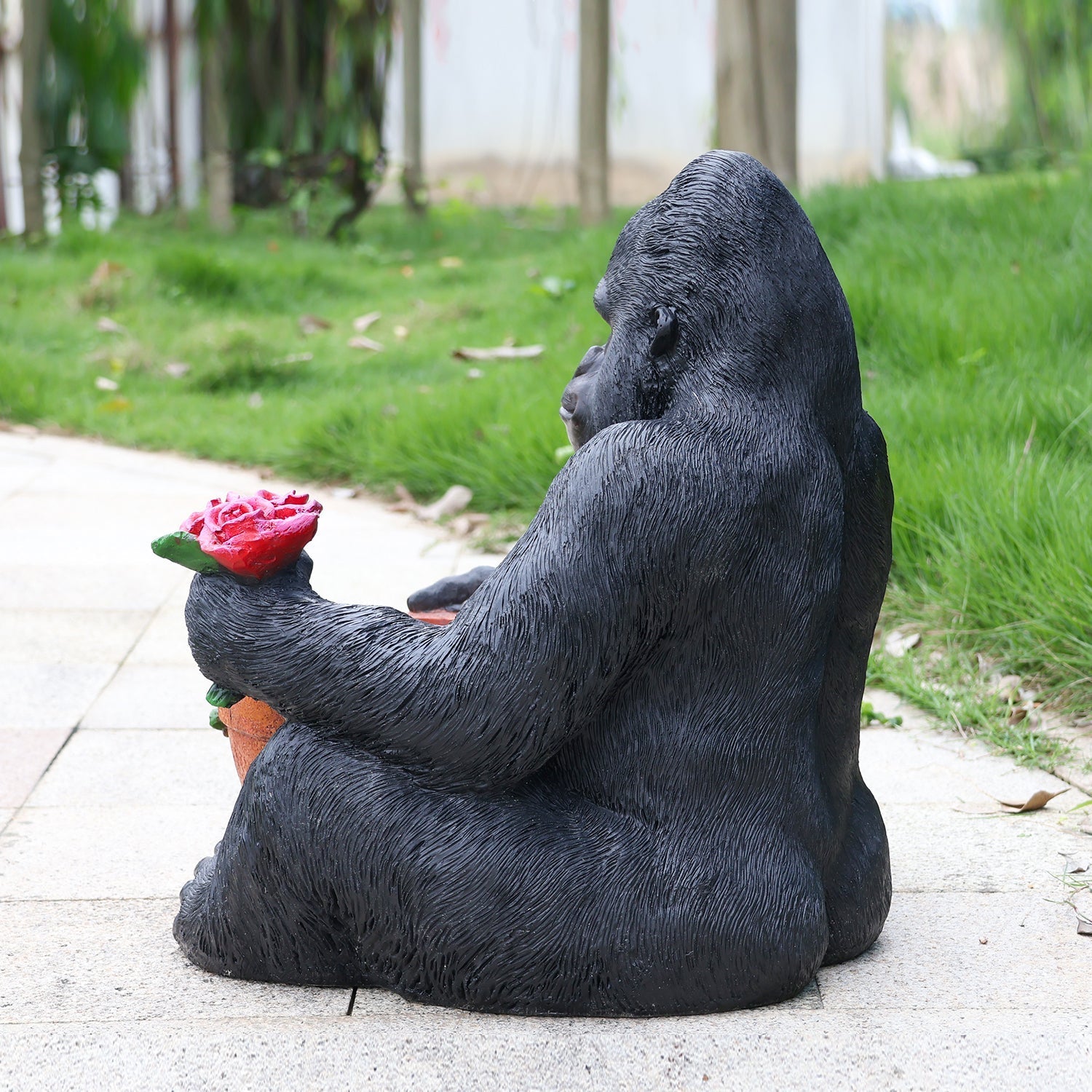 Outdoor Garden Sculpture Chimpanzees Flower Pot Planter