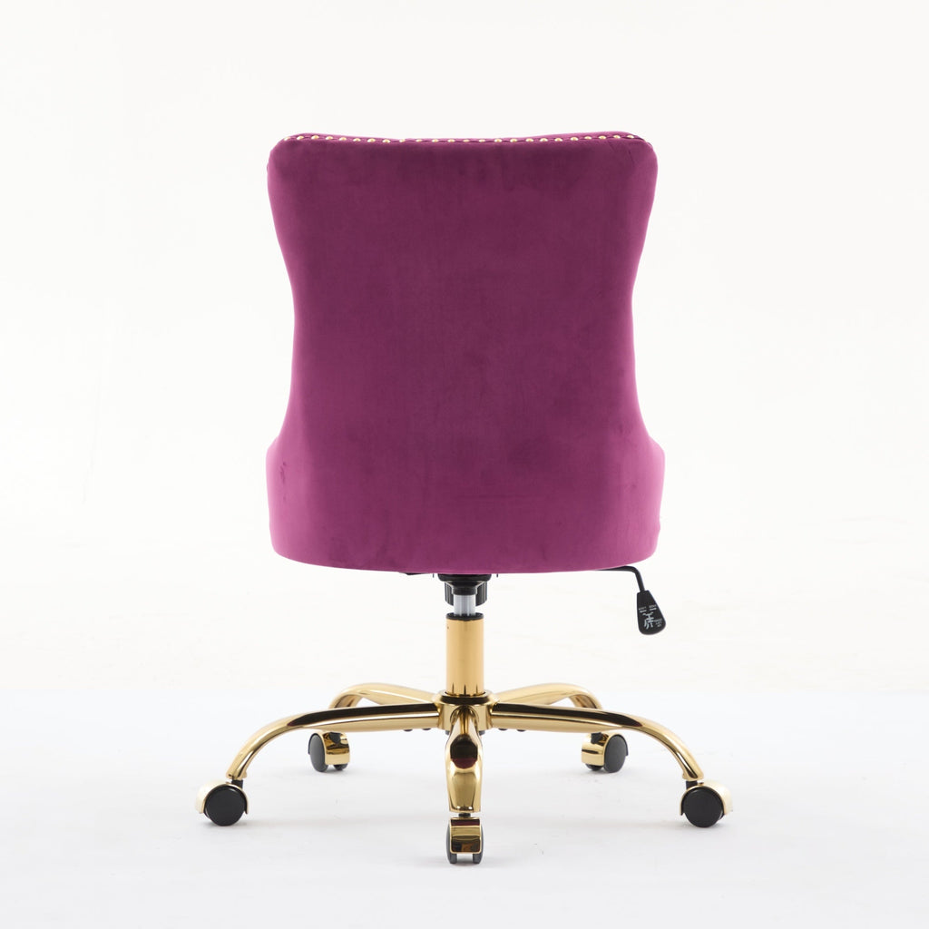Office Chair Modern Velvet Upholstered Tufted Button (Purple)
