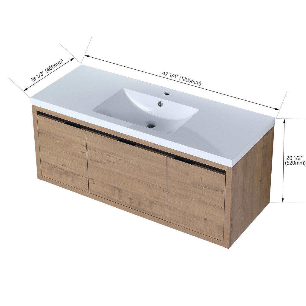 Floating Bathroom Vanity with Resin Sink and Soft-Close Doors