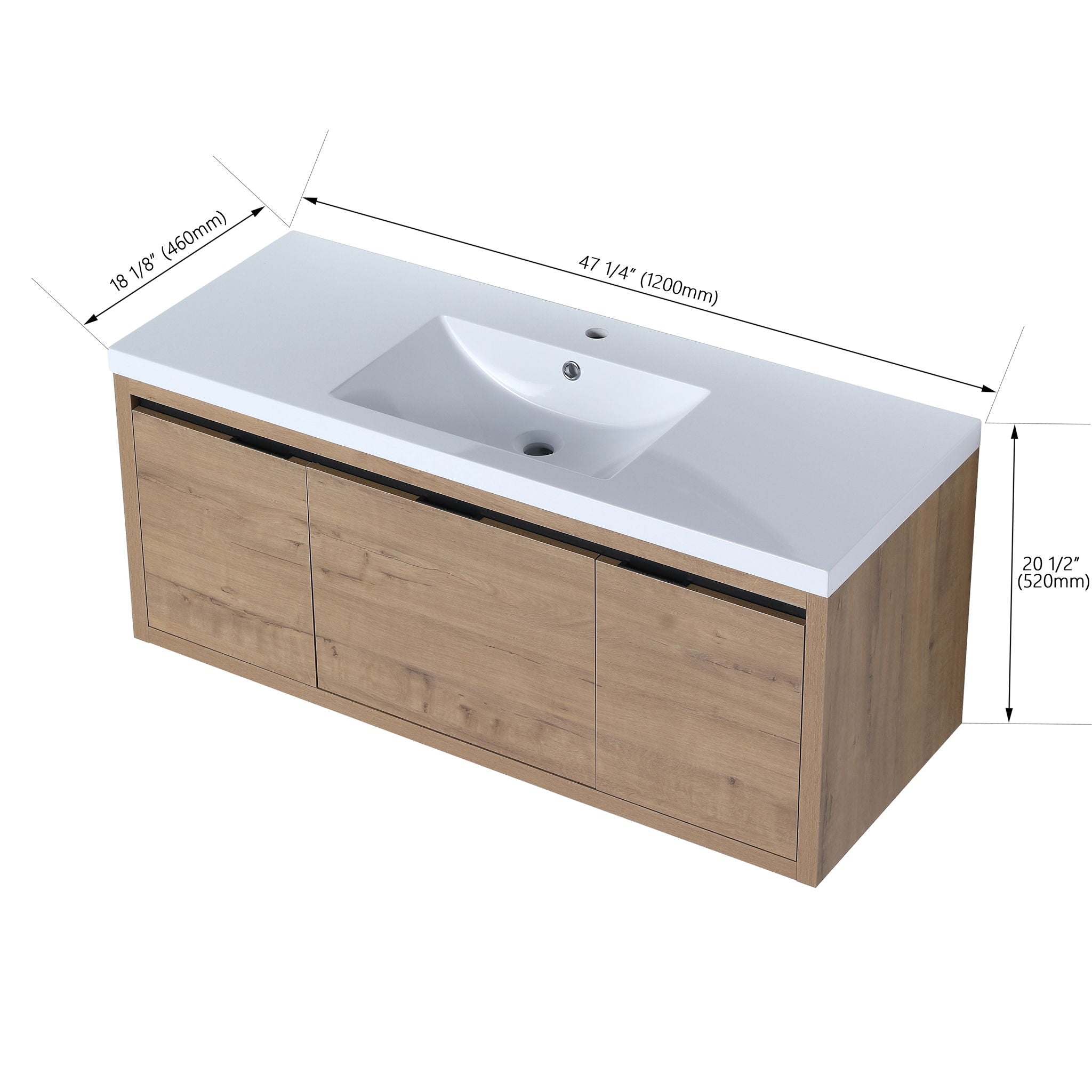 Floating Bathroom Vanity with Resin Sink and Soft-Close Doors