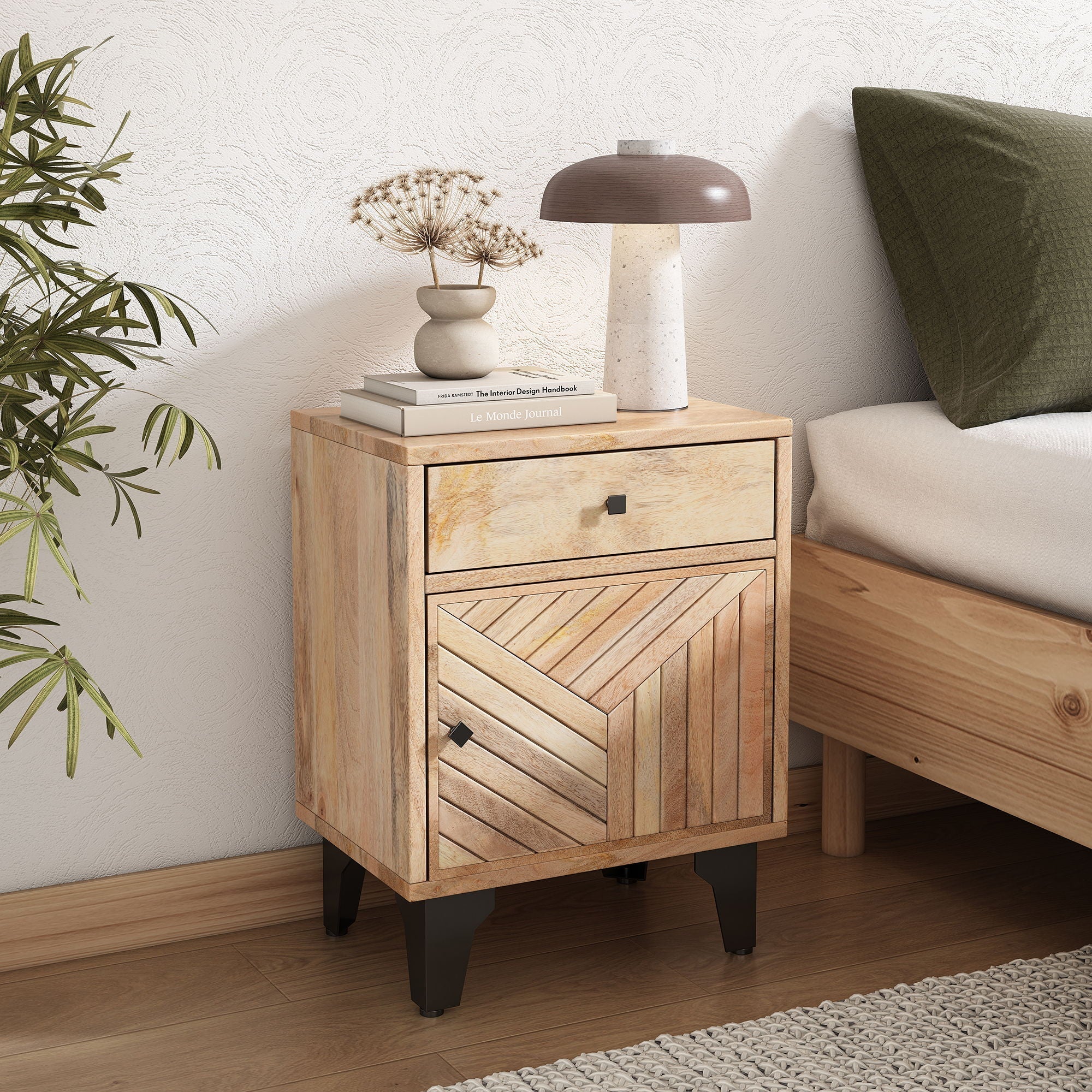 Solid Wood Vintage Nightstand With Handcrafted Detailing