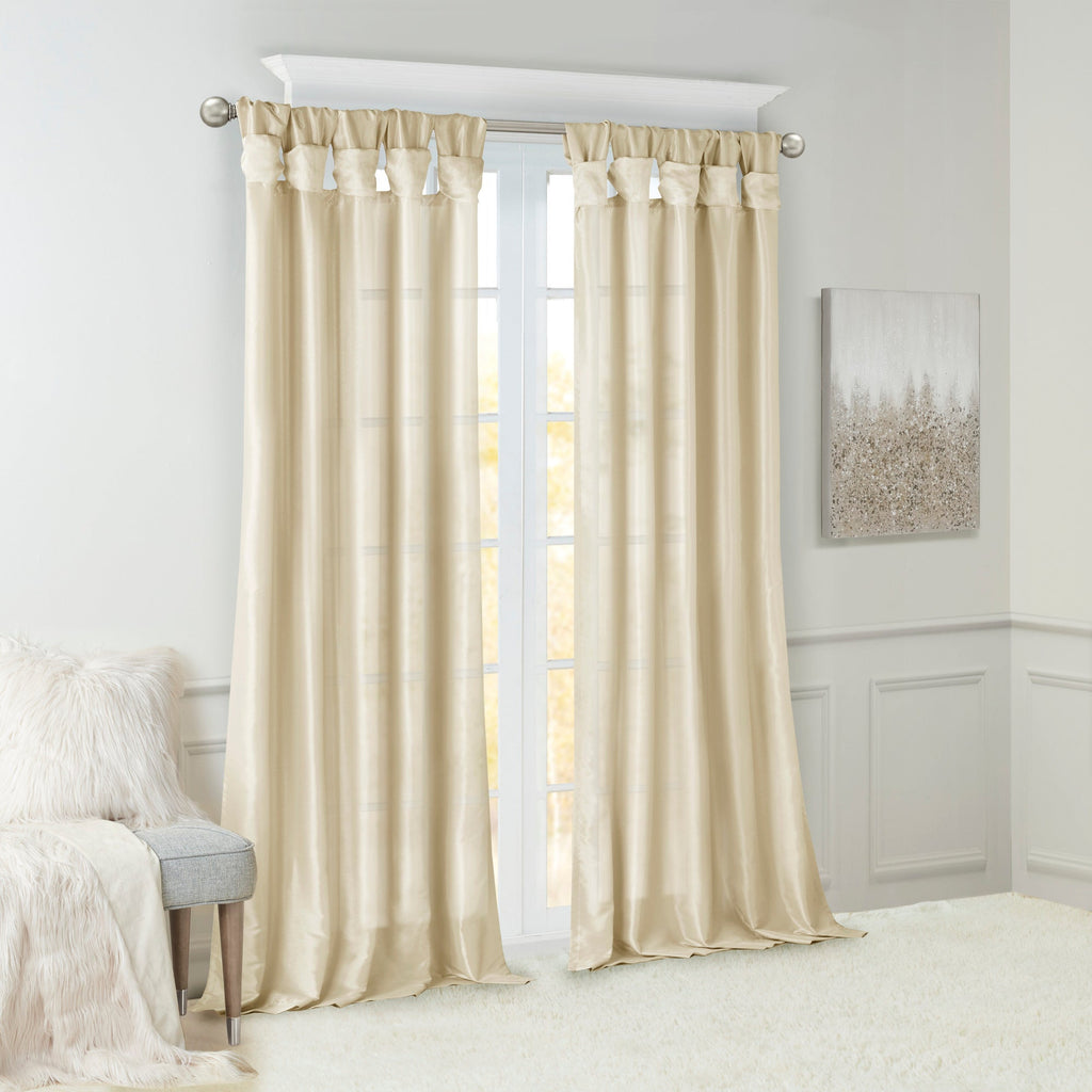 Twist Tab Lined Window Curtain Panel Champagne 50x95