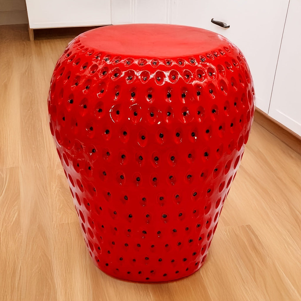Strawberry Fruit Stool, 13.4" Oversized Resin Stool