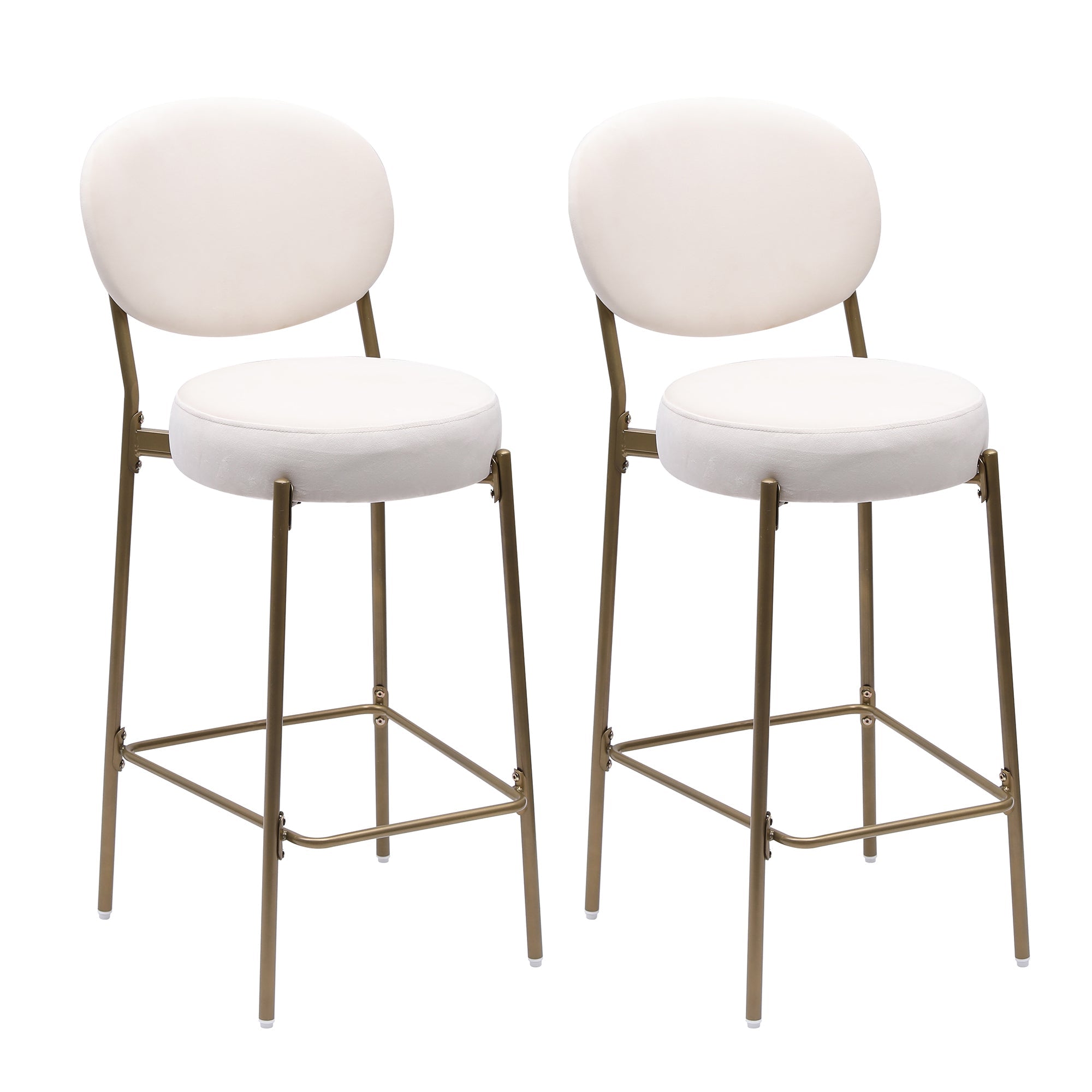 29'' Upholstered Velvet Bar Stools with Backrest & Footrest - Set of 2