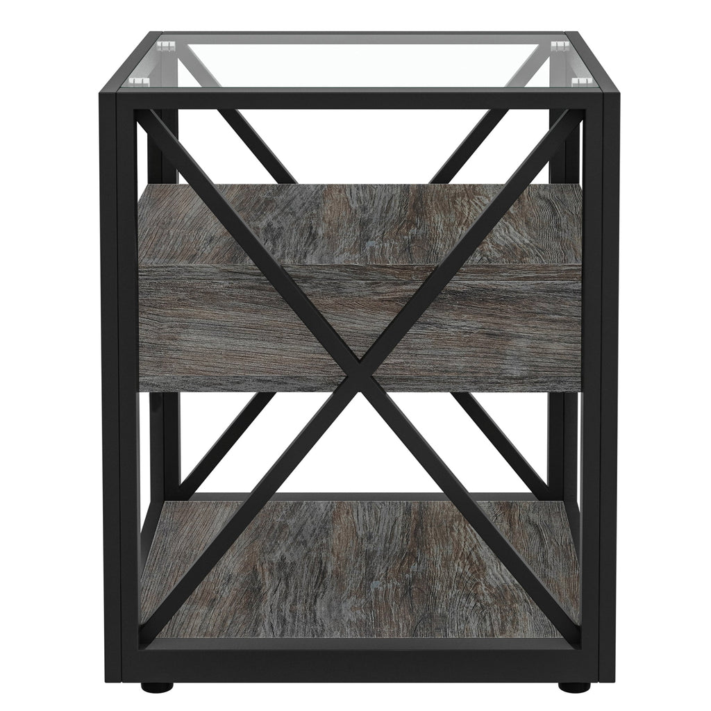 Set of 2 Modern End Tables with Drawer - Nightstands