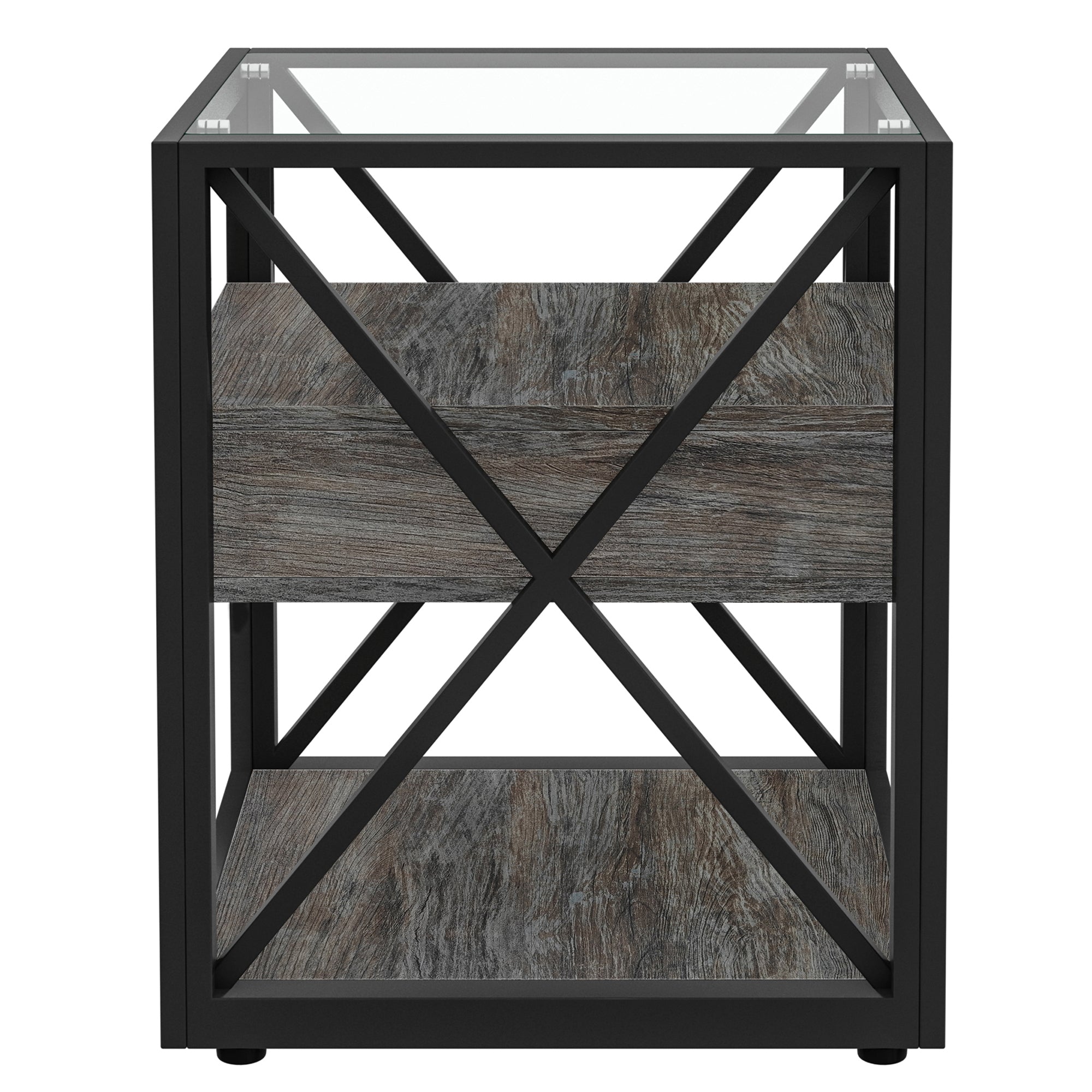 Set of 2 Modern End Tables with Drawer - Nightstands