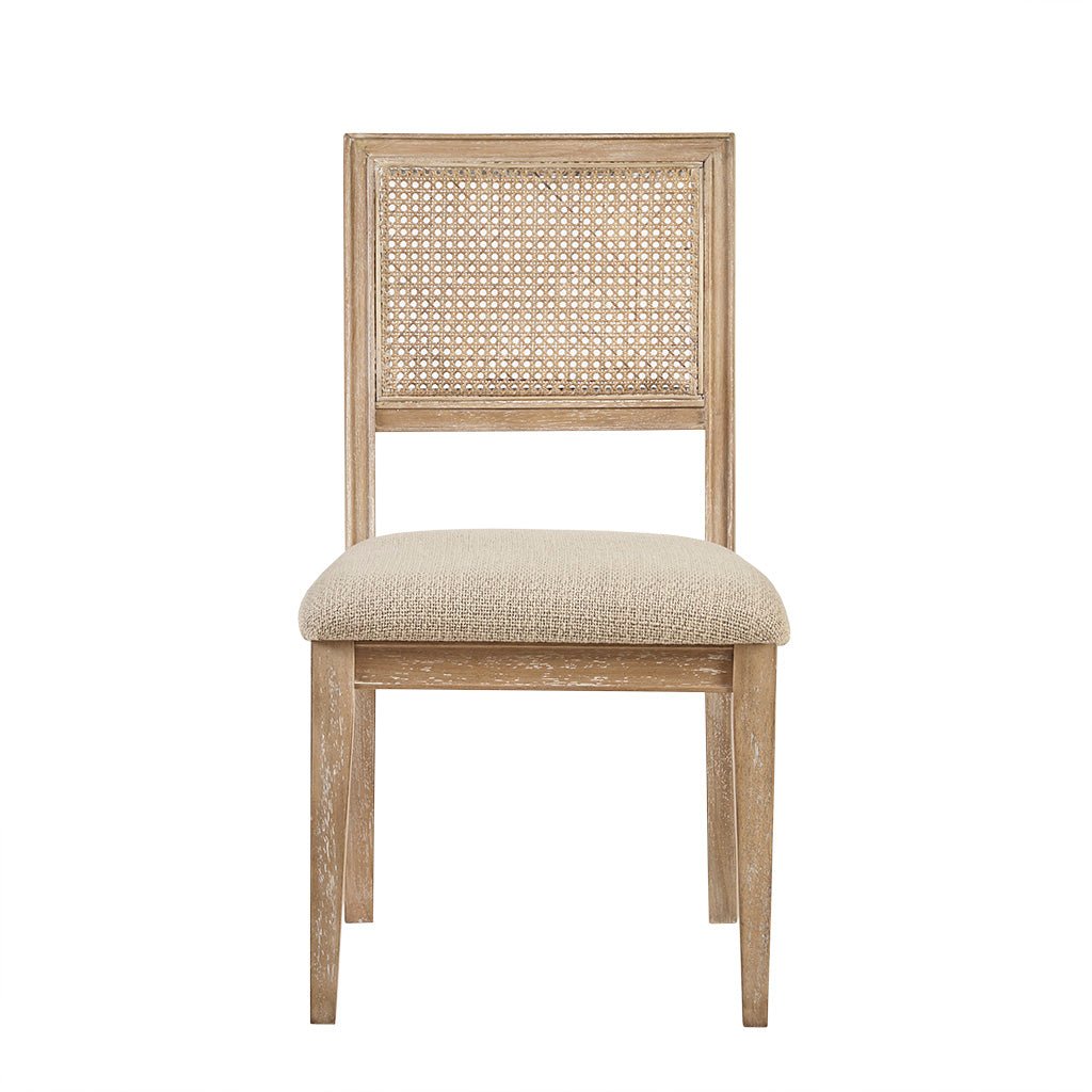 Armless Dining Chair with Cane Back and Tapered Wood Legs - Set of 2